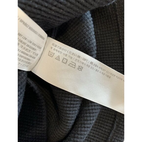 Hollister Waffle Knit Hoodie Women’s Medium Black Cropped Thermal - Picture 7 of 7